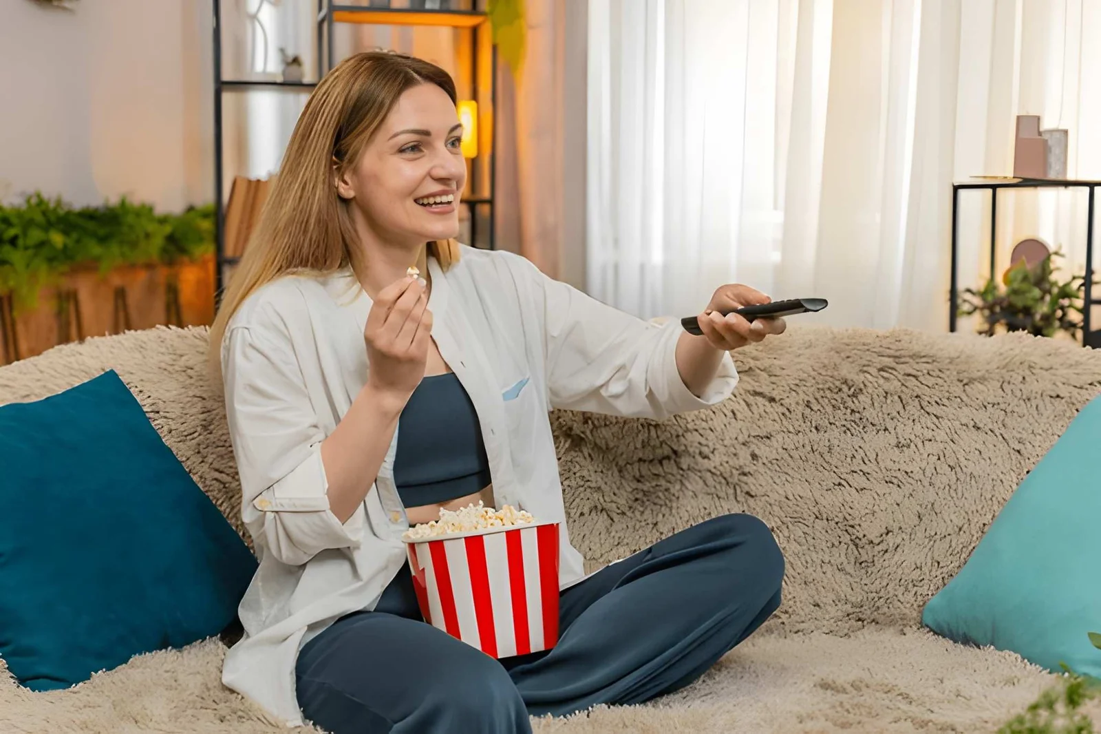 Australian remote control selecting an IPTV channel on a Smart TV