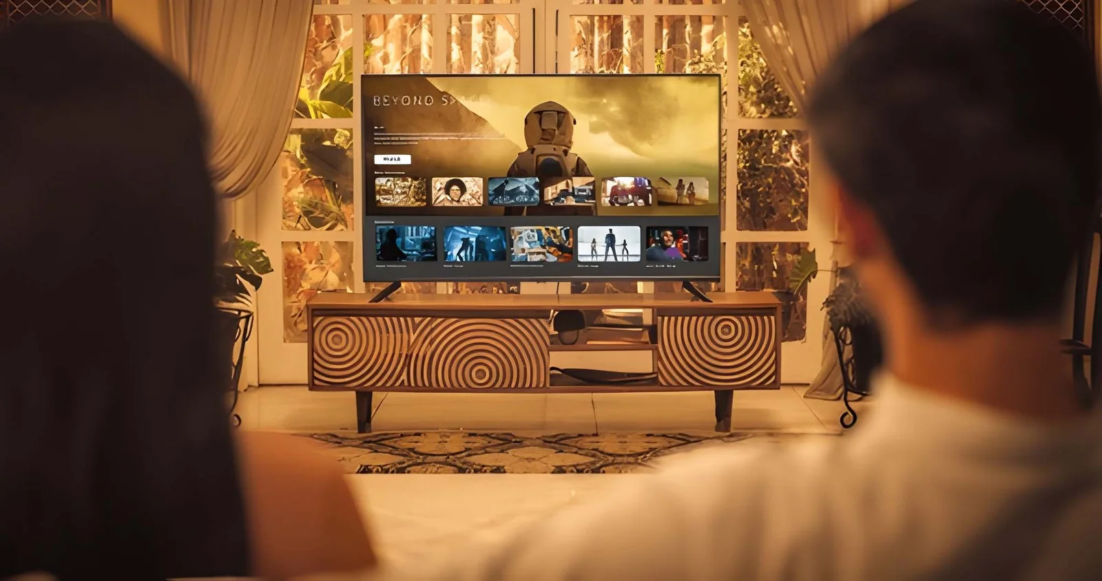 Australian household watching IPTV on a large screen at home